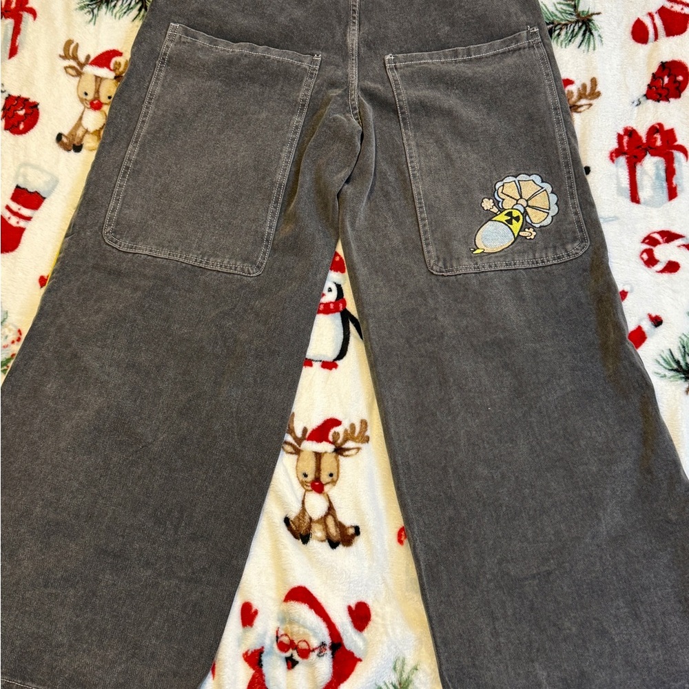 Zara Gray Pants with Yellow Trim